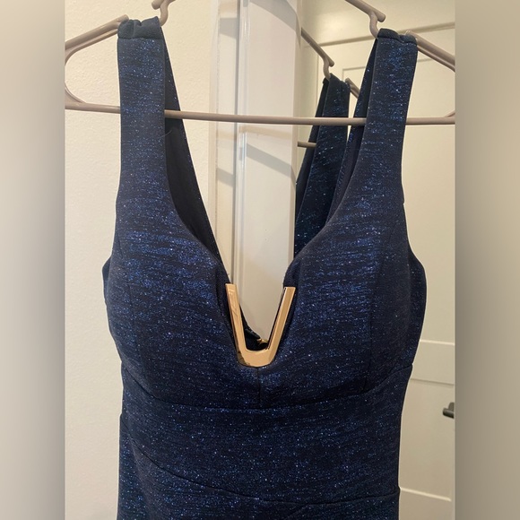 Blue shimmery formal mini dress - Picture 3 of 5